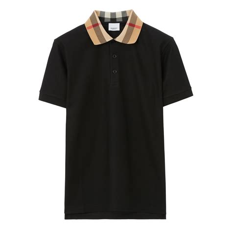 burberry black uomo|Cotton Polo Shirt in Black .